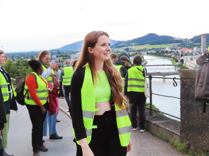 Anastasiia Larina beim Feminist Cities Walk | © Liljia Tchourlina